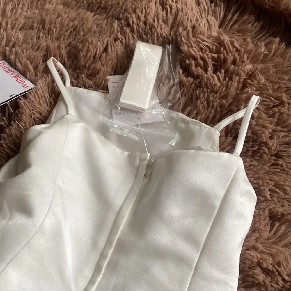 David’s Bridal Junior Bridesmaid Flower Girl Ivory Dress NWT $100 - Picture 6 of 8